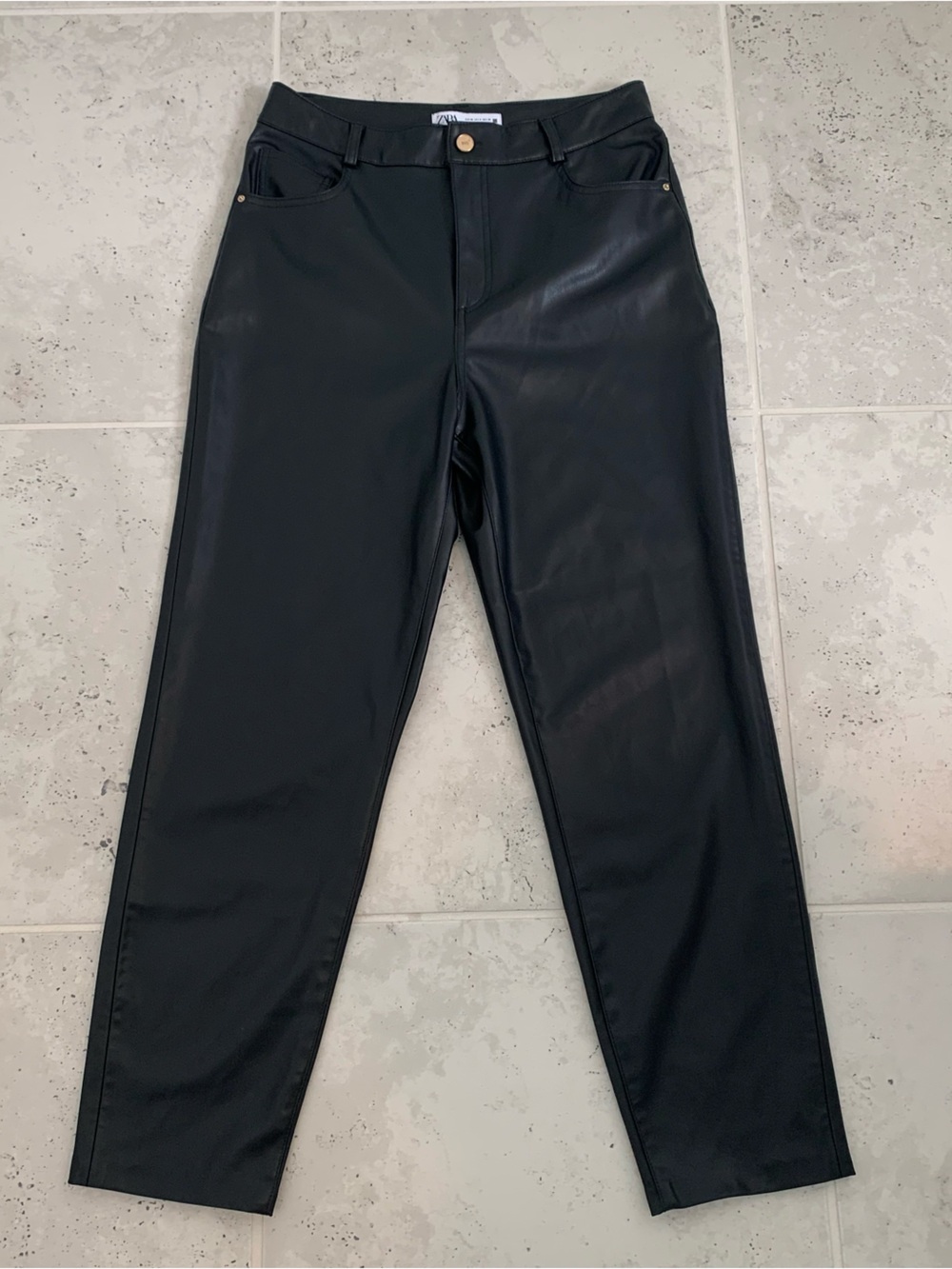 Zara Women’s Faux Leather Mom Fit Pants